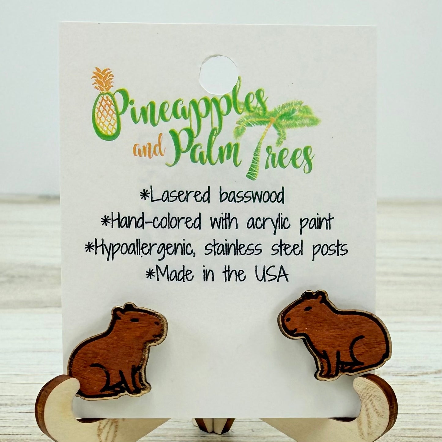 Lasered Earrings: Capybara Studs