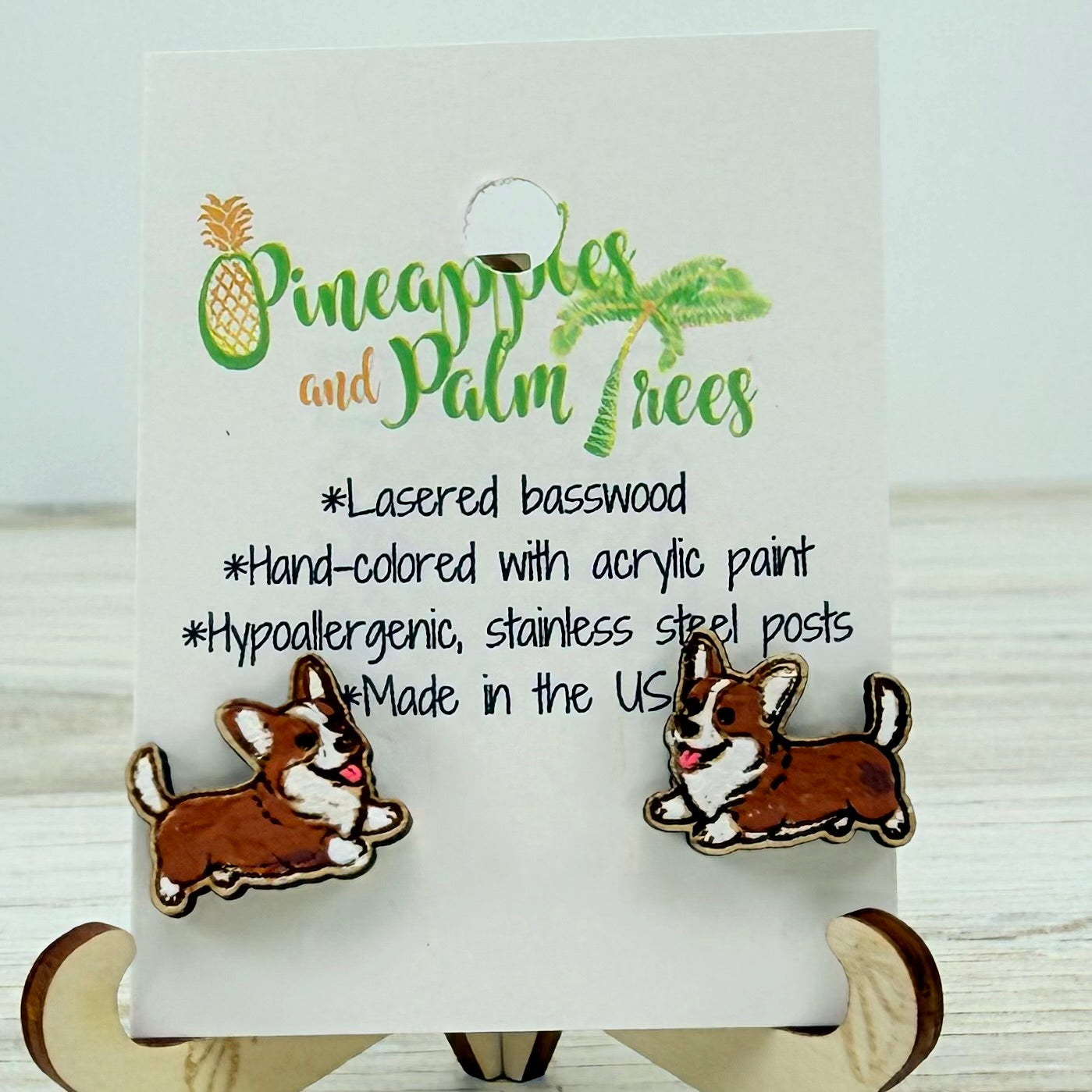 Lasered Earrings: Corgi Studs