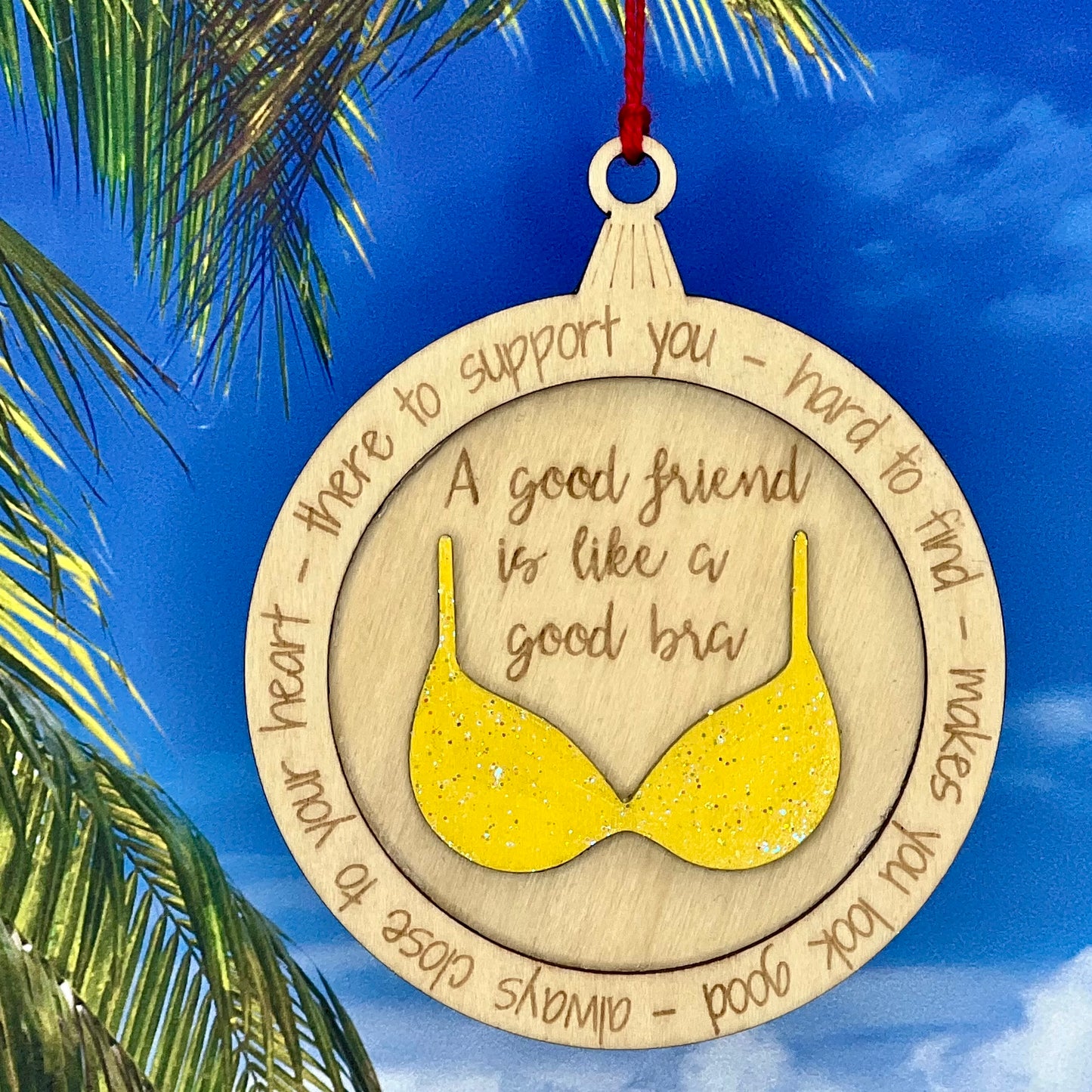 Lasered Christmas Ornaments: A Good Friend is Like a Good Bra - Various