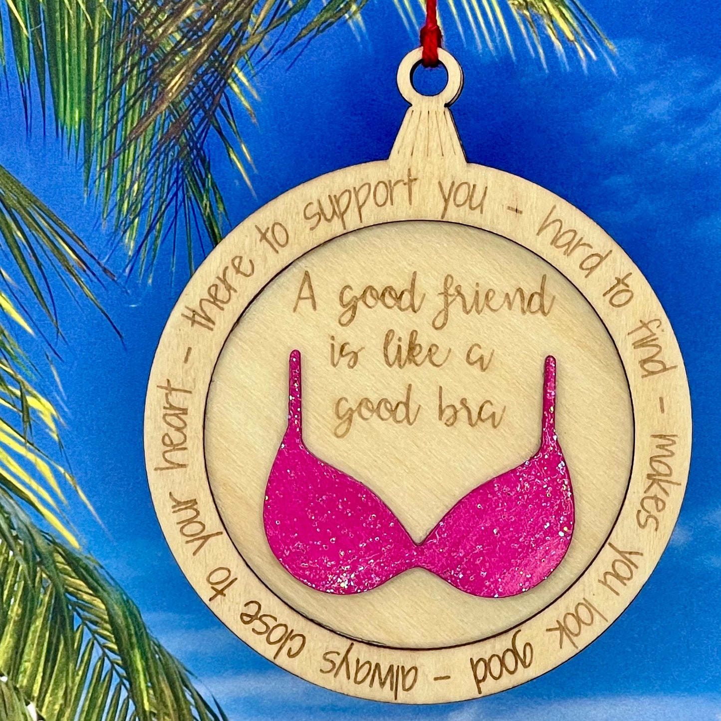 Lasered Christmas Ornaments: A Good Friend is Like a Good Bra - Various