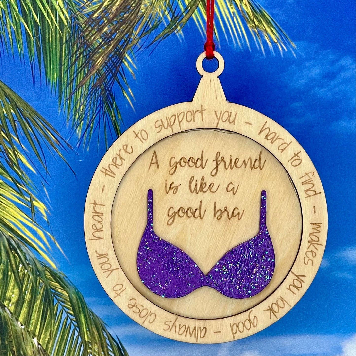 Lasered Christmas Ornaments: A Good Friend is Like a Good Bra - Various