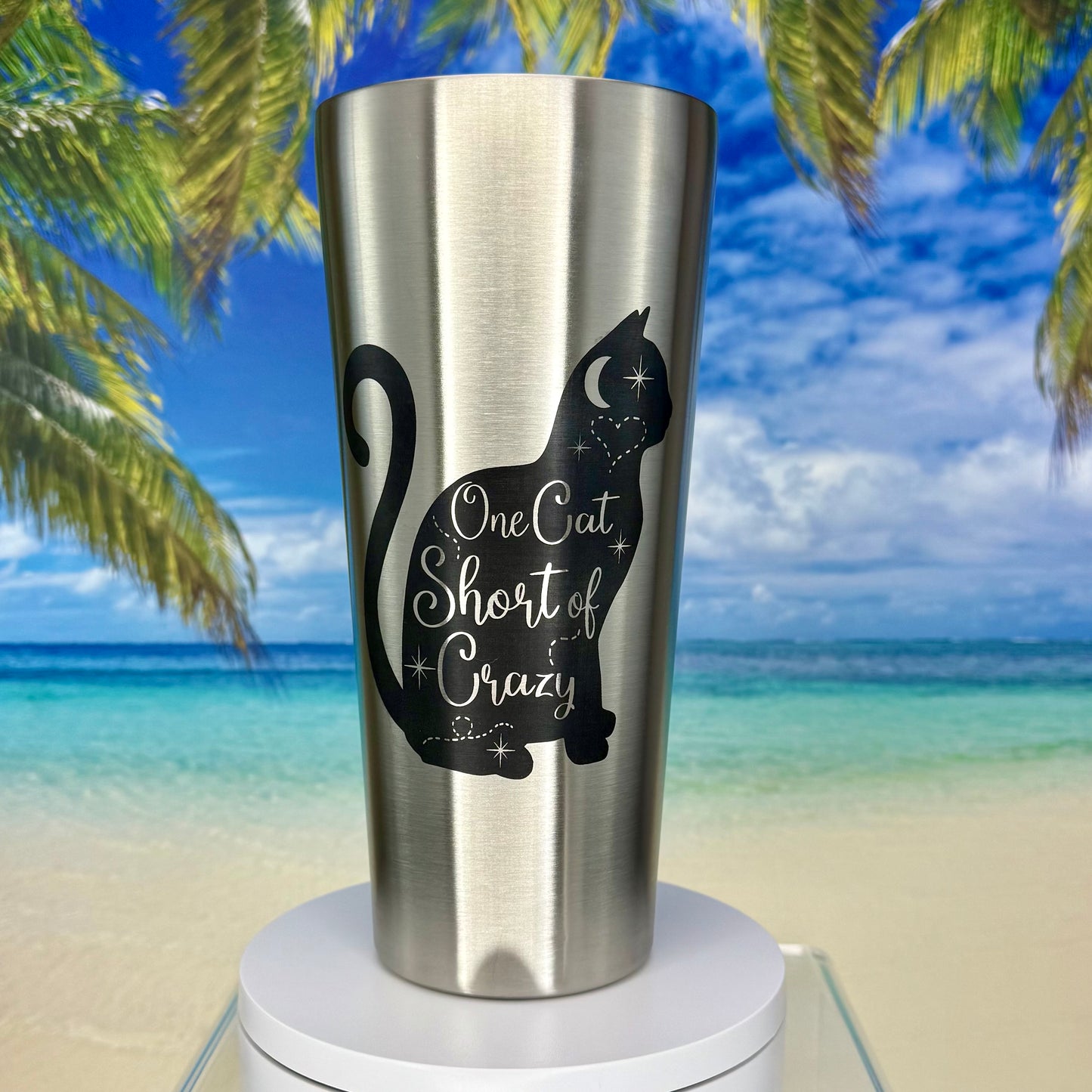 Tumbler: One Cat Short of Crazy - stainless steel