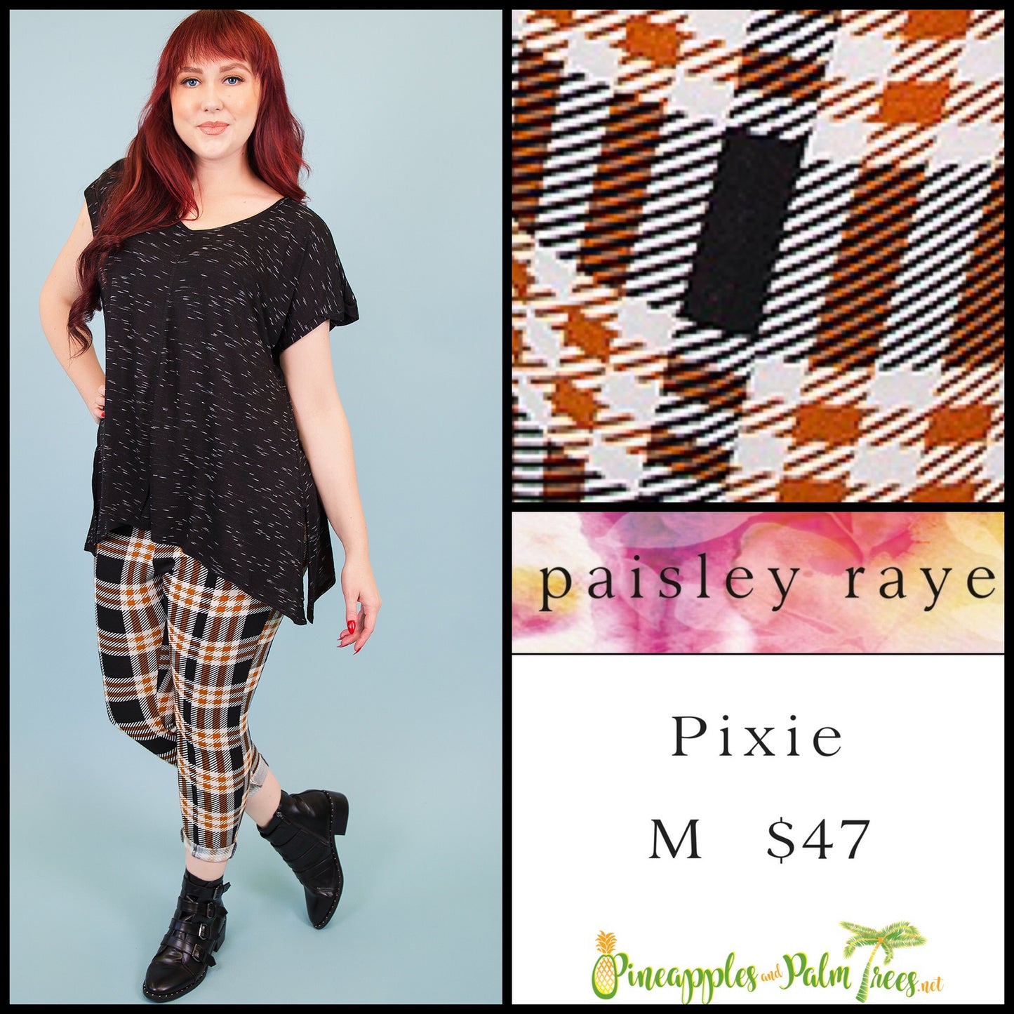 Pants: Pixie M - orange plaid