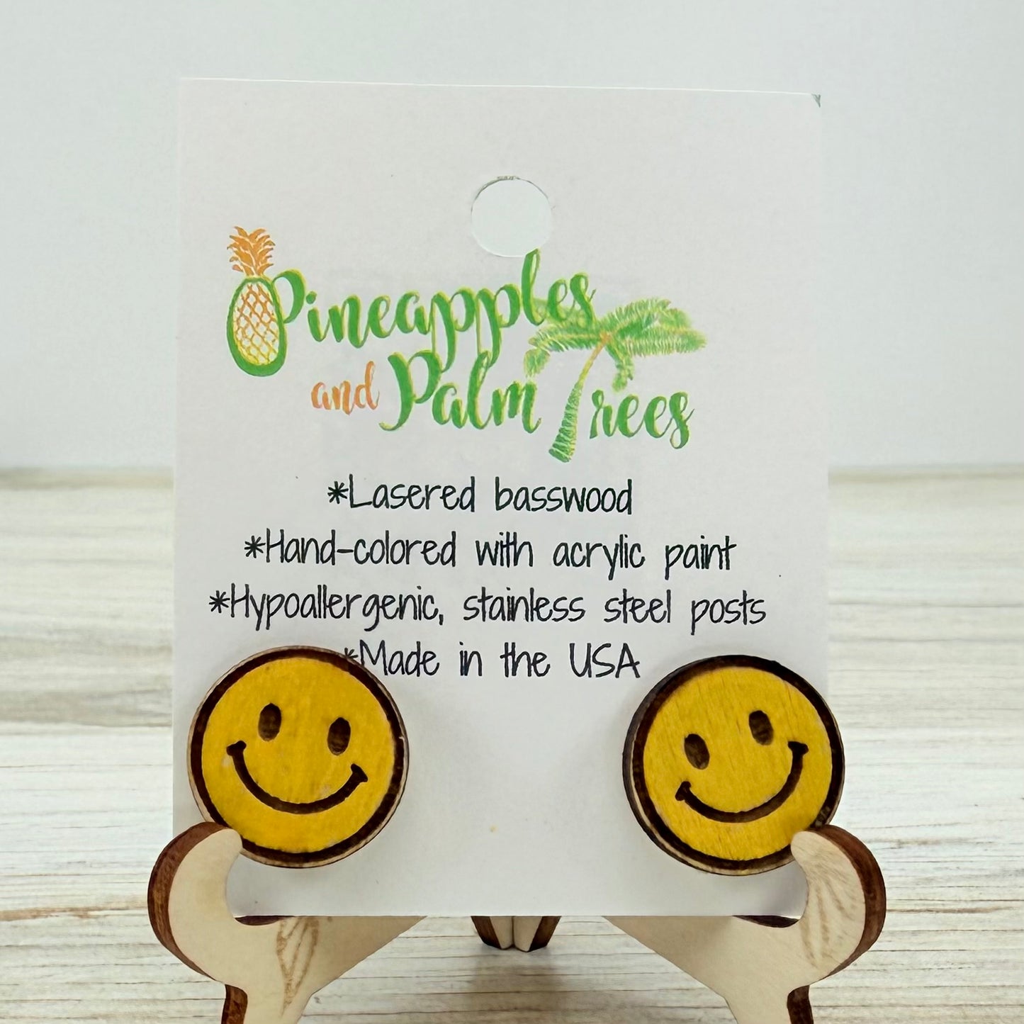 Lasered Earrings: Smiley Face Studs