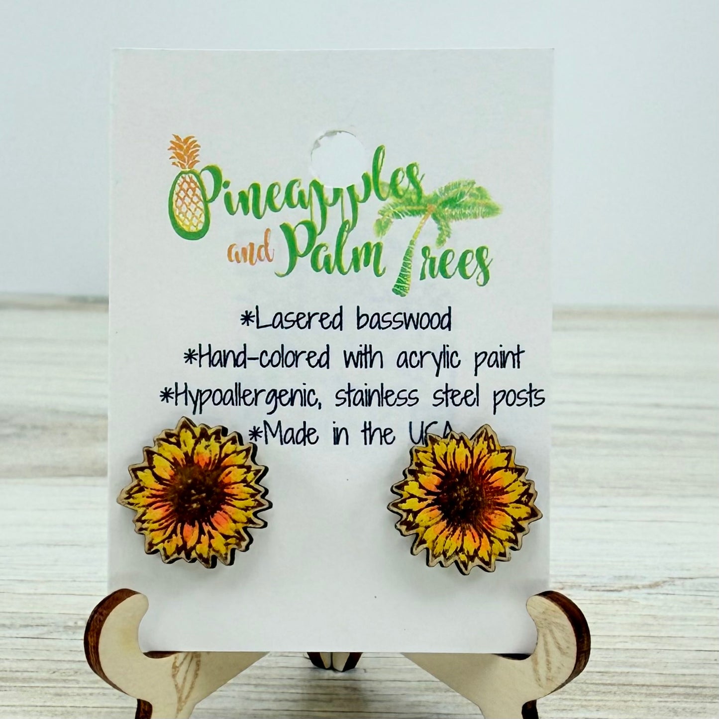 Lasered Earrings: Sunflower Studs