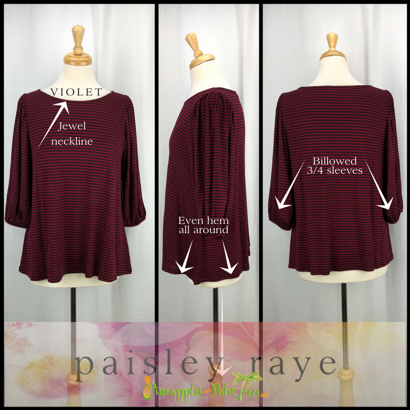 Top: Violet XL - white and black stripes