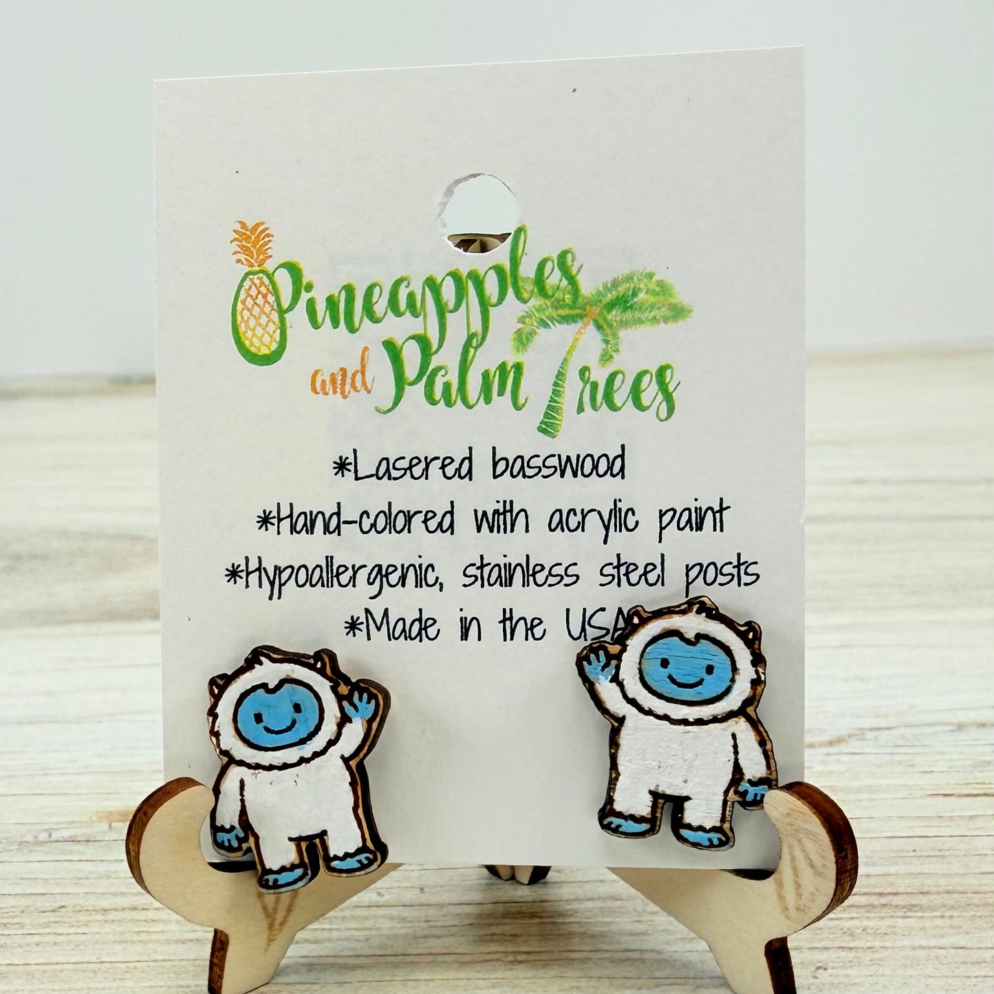 Lasered Earrings: Yeti Studs