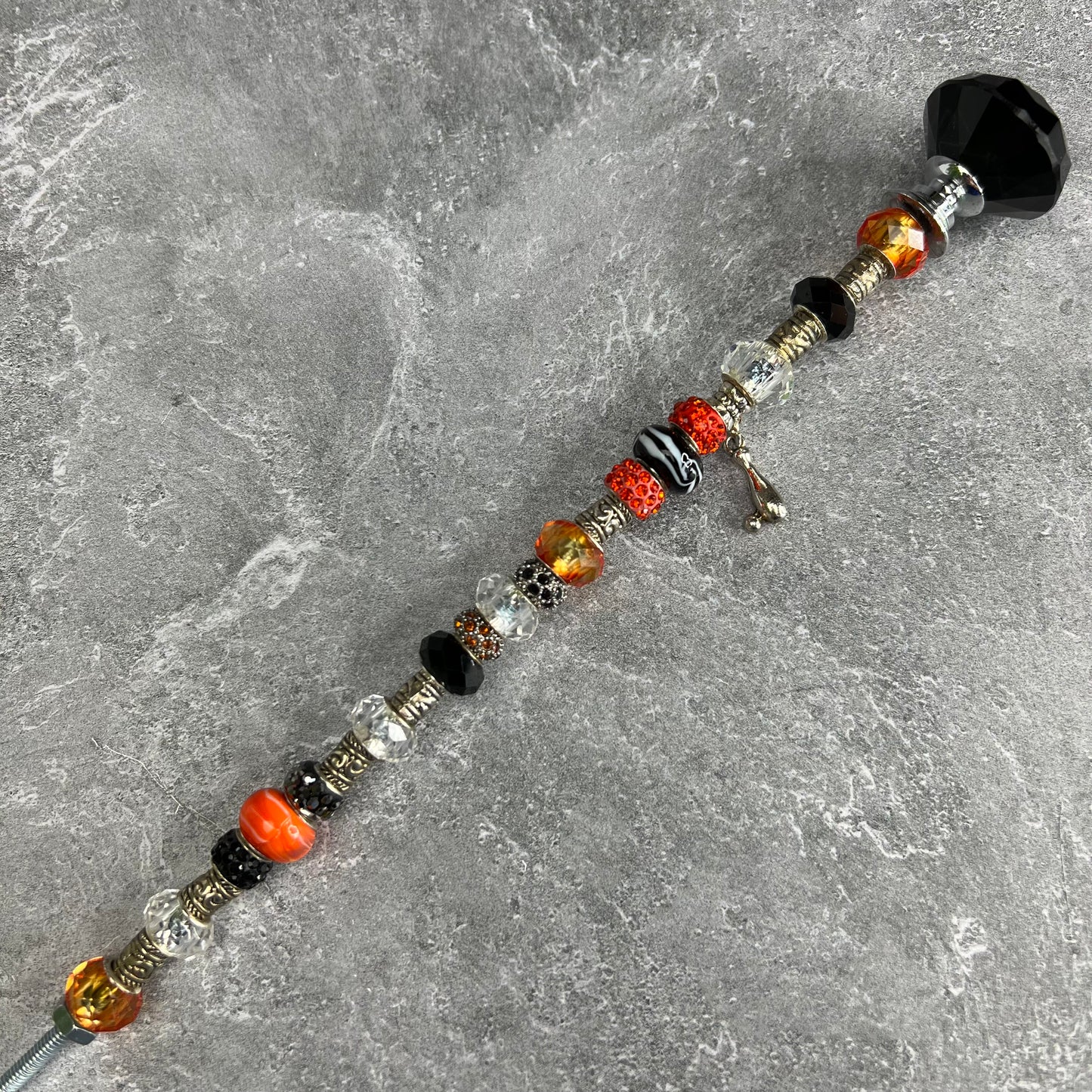 Giant baseball blaze garden stake in orange and black — metal yard décor for sports fans.