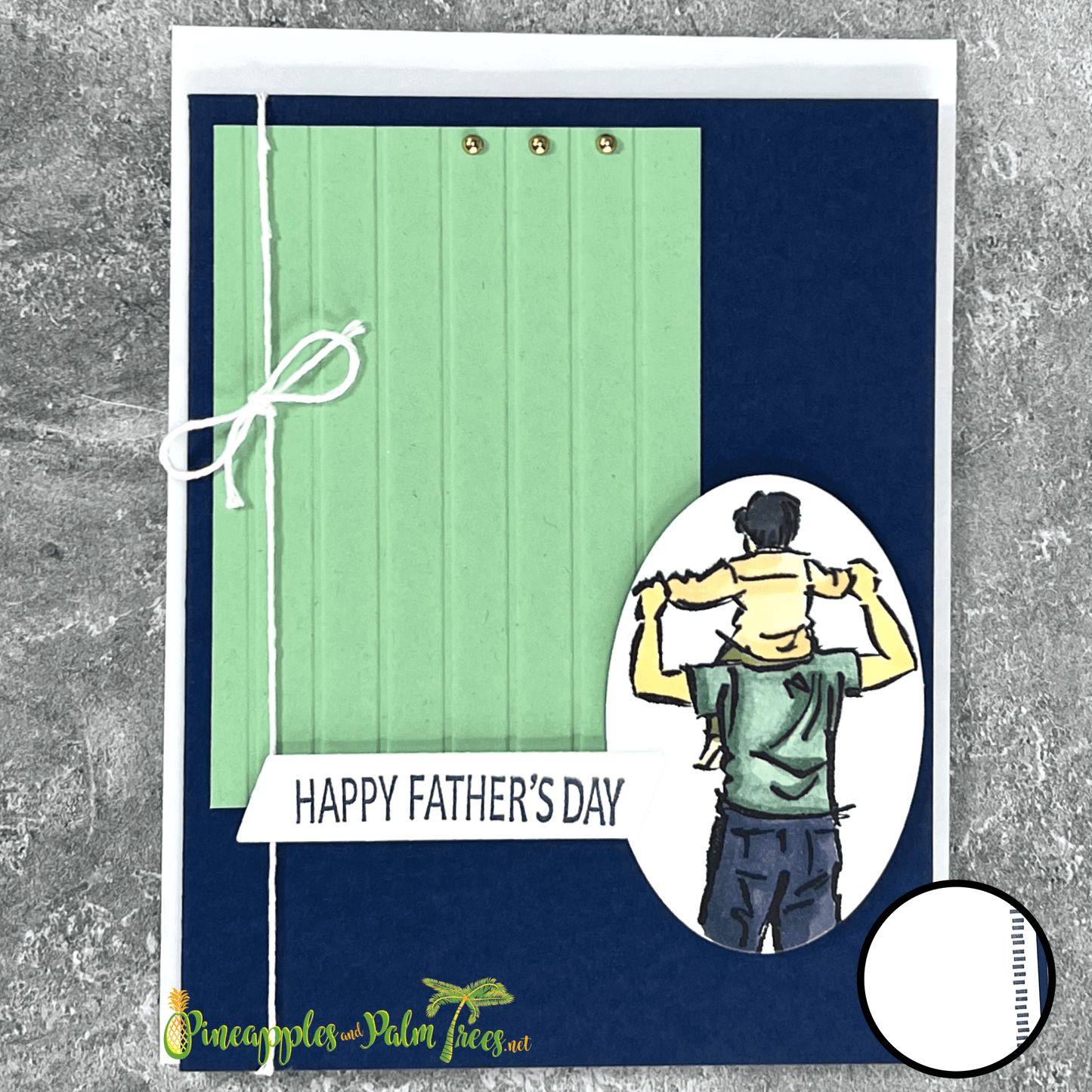 Happy Father’s Day greeting card in blue from Pineapples and Palm Trees