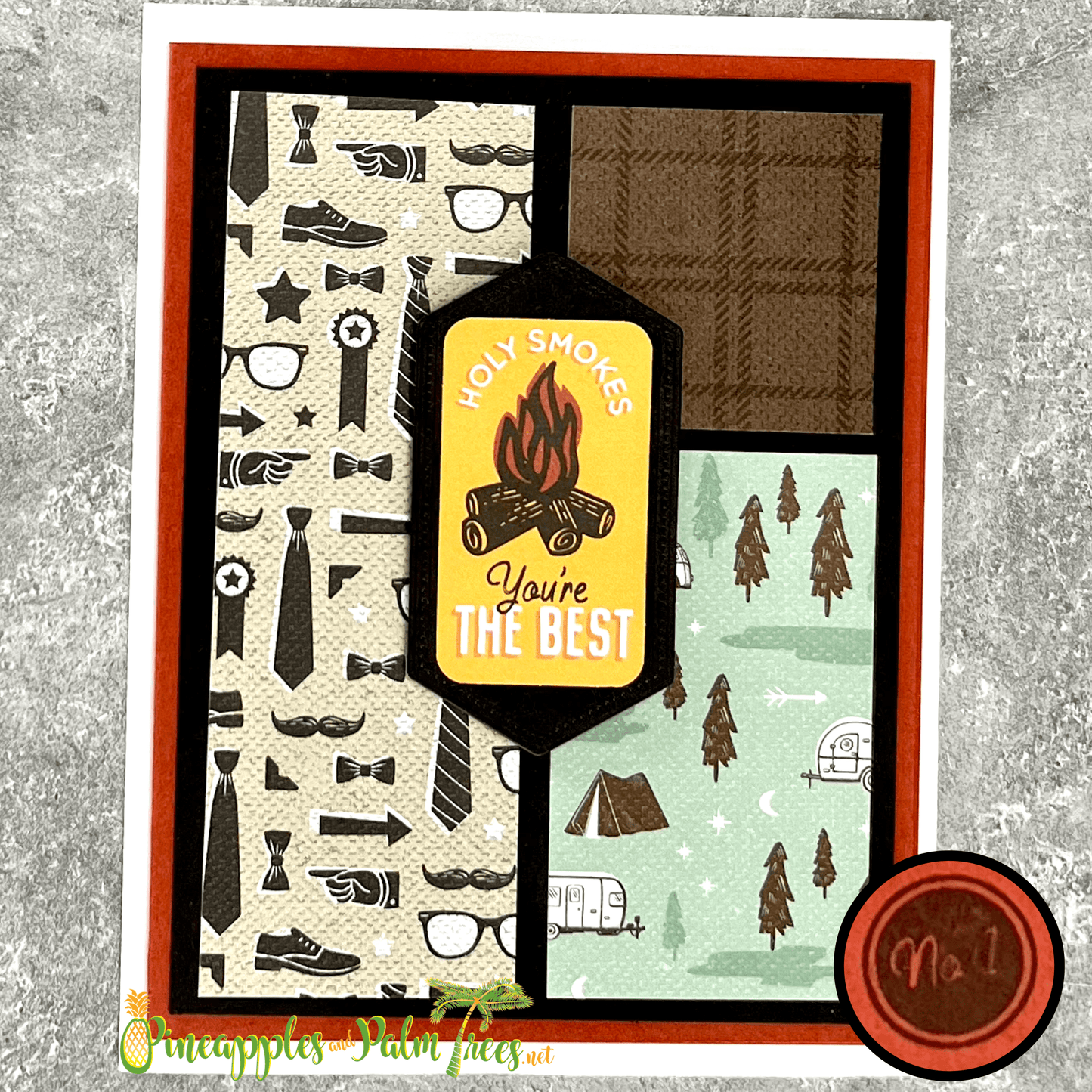 Greeting Card: Holy Smokes Your the Best - brown plaid