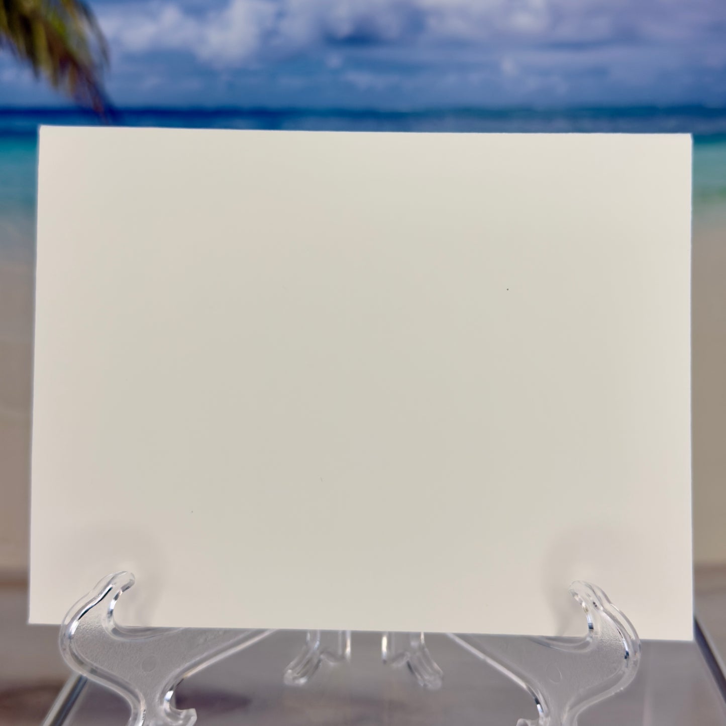 Interior of Christmas greeting card “Wishing You a Merry Christmas” showing blank writing space.