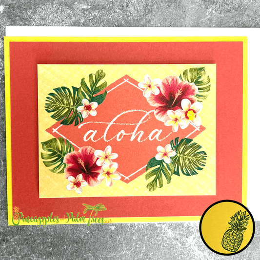 Greeting Card: Aloha - tropical leaves