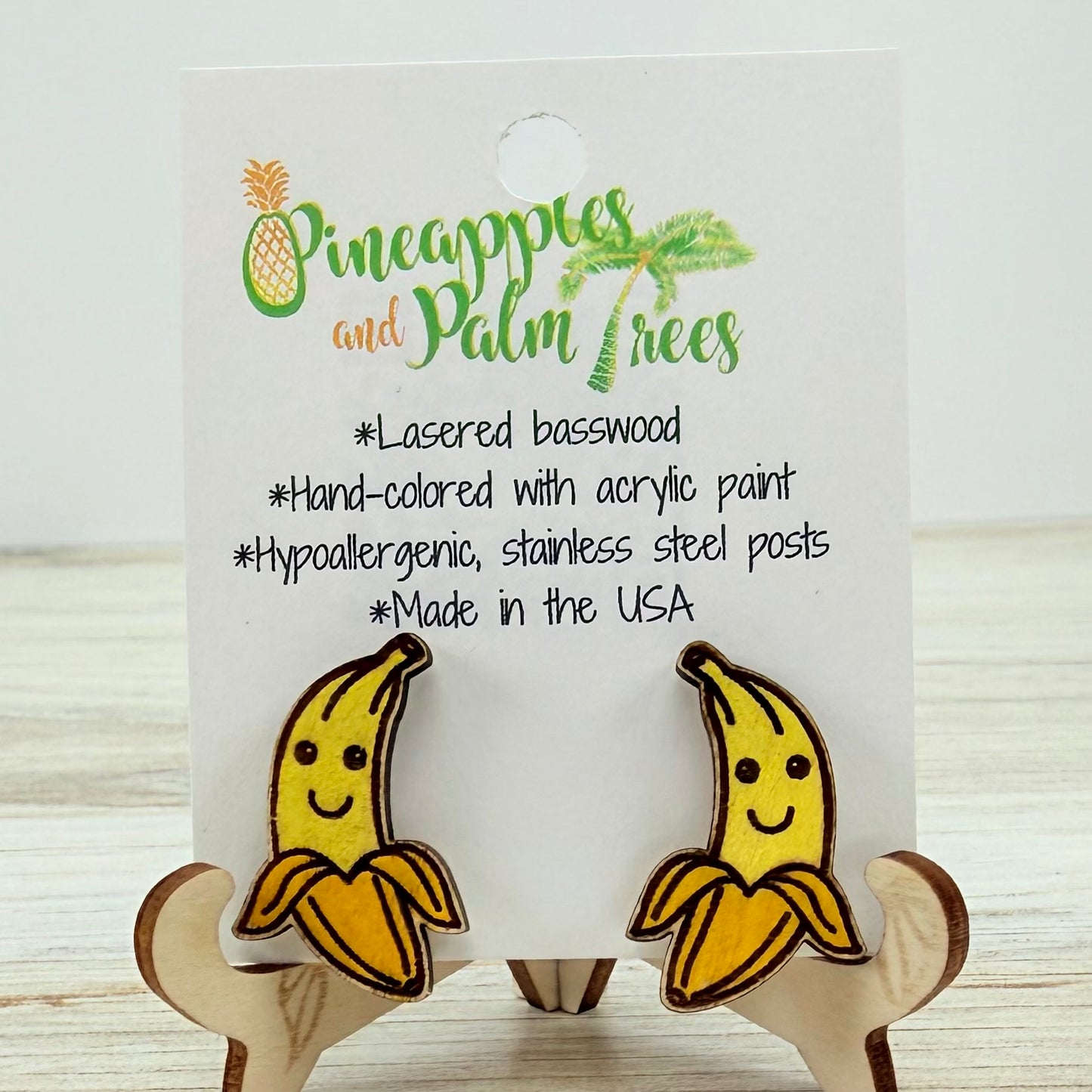 Lasered Earrings: Banana Studs