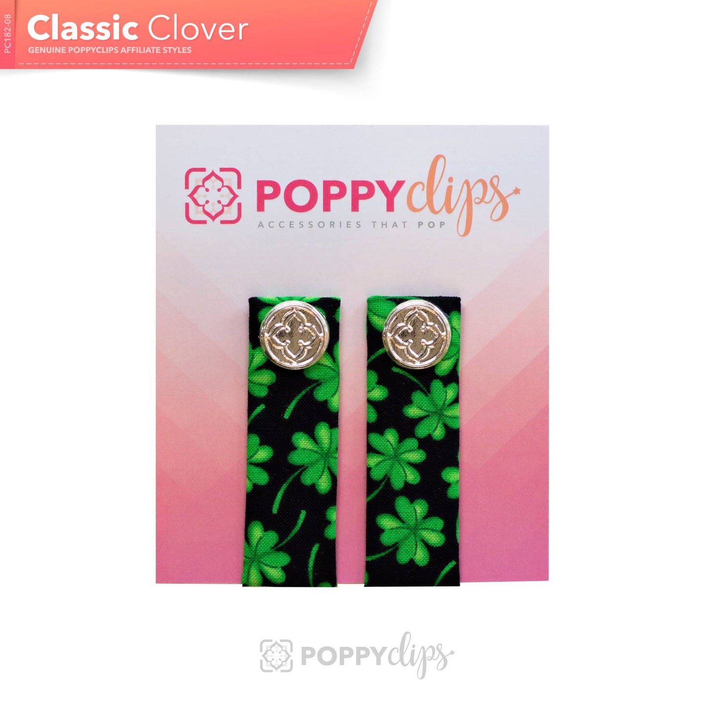 PoppyClips: Classic Clover - black and green