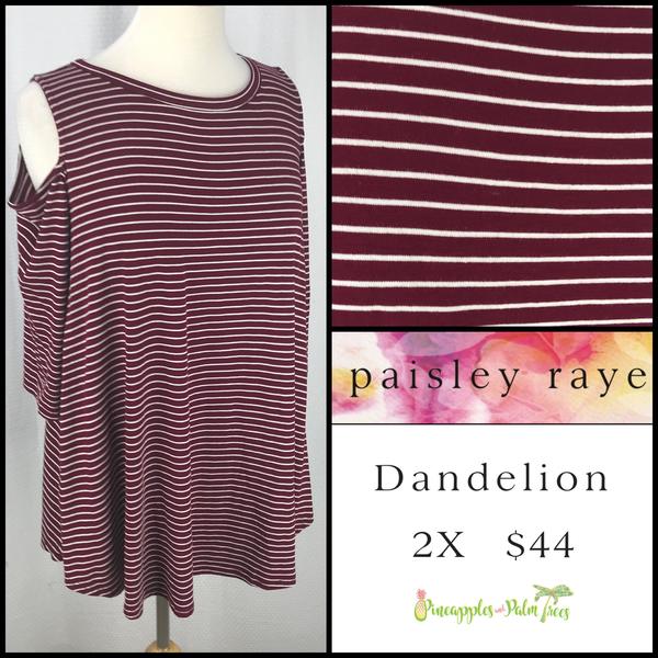 Top: Dandelion 2X - burgundy stripes