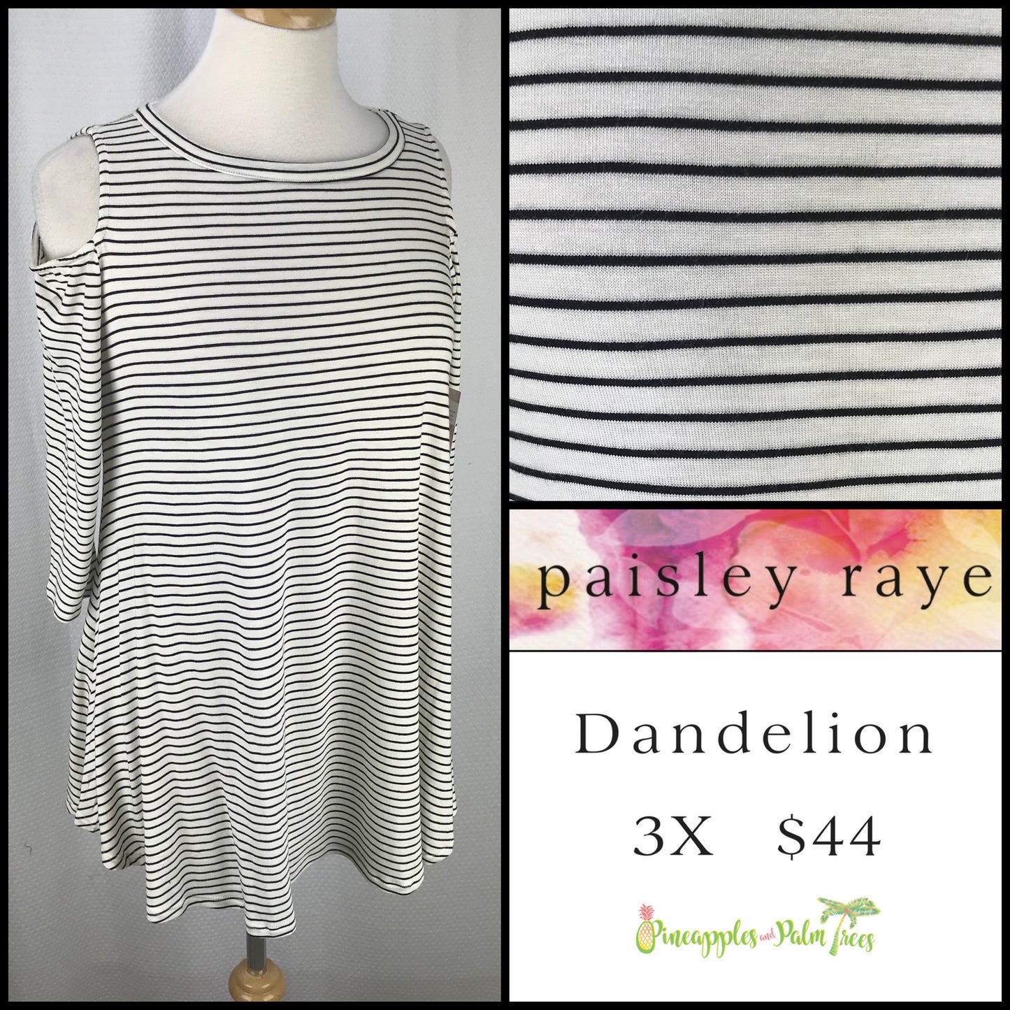 Top: Dandelion 3X - white stripes