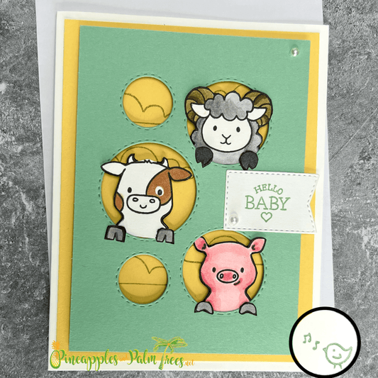 Greeting Card: Hello Baby - farm animals