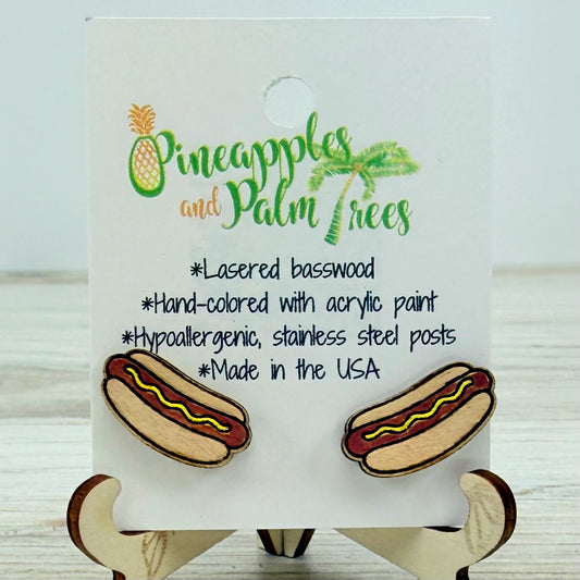 Lasered Earrings: Hotdog Studs