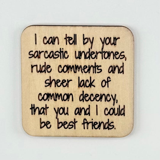 Fridge Magnet: I Can Tell by Your Sarcastic Undertones, Rude Comments and Sheer Lack of Common Decency, That You and I Could Be Best Friends