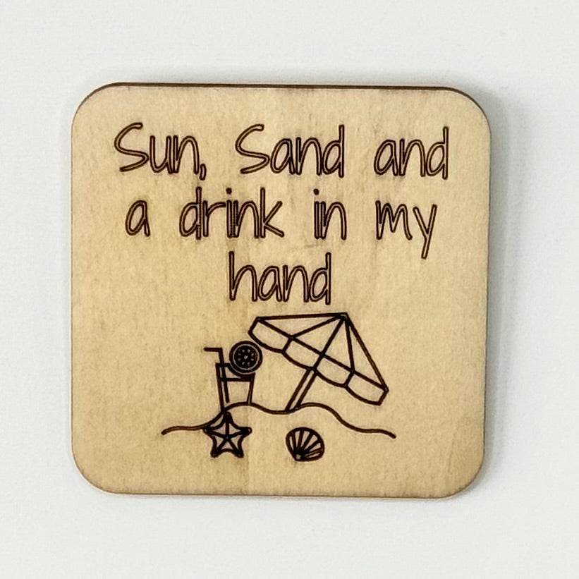 Fridge Magnet: Sun, Sand, and a Drink in My Hand {beach scene}