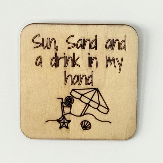 Fridge Magnet: Sun, Sand, and a Drink in My Hand {beach scene}