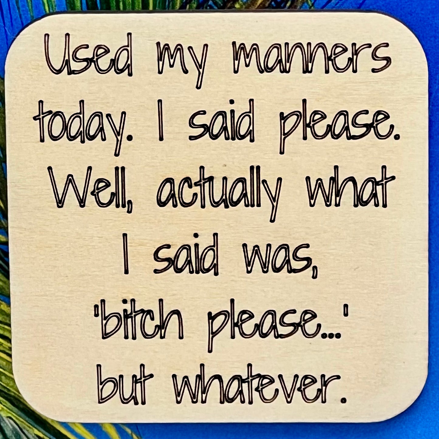 Fridge Magnet: Used My Manners Today.  I said Please.  Well, Actually What I Said...