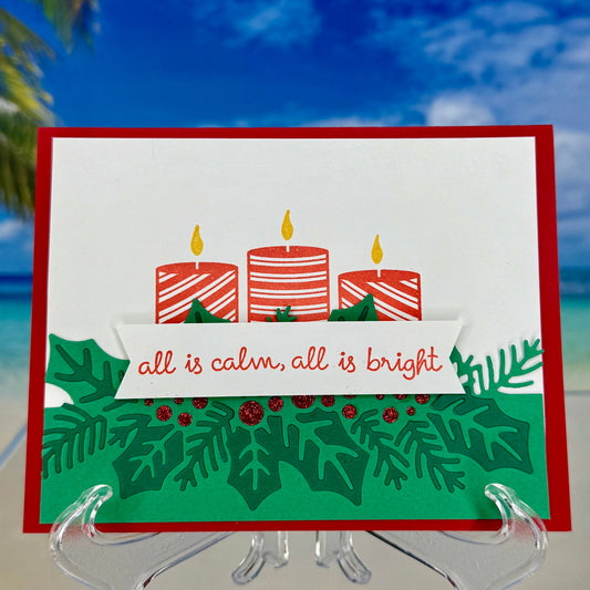 Greeting Card: All is Calm, All is Bright - candles