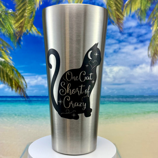 Tumbler:  One Cat Short of Crazy - stainless steel