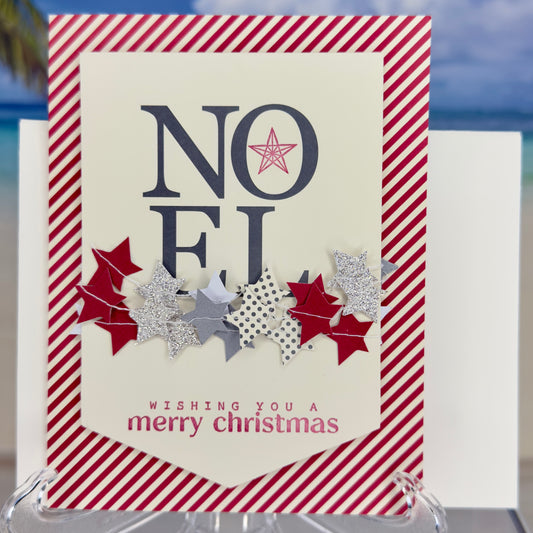 Greeting Card: NOEL: Wishing You a Merry Christmas - stripes