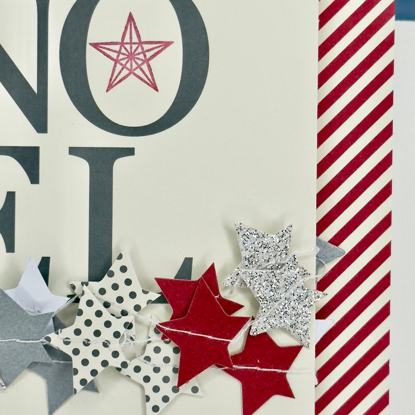 Greeting Card: NOEL: Wishing You a Merry Christmas - stripes