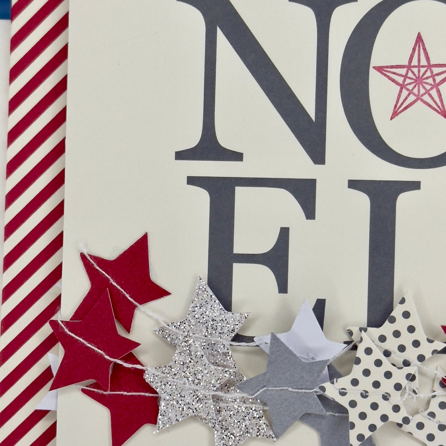 Greeting Card: NOEL: Wishing You a Merry Christmas - stripes