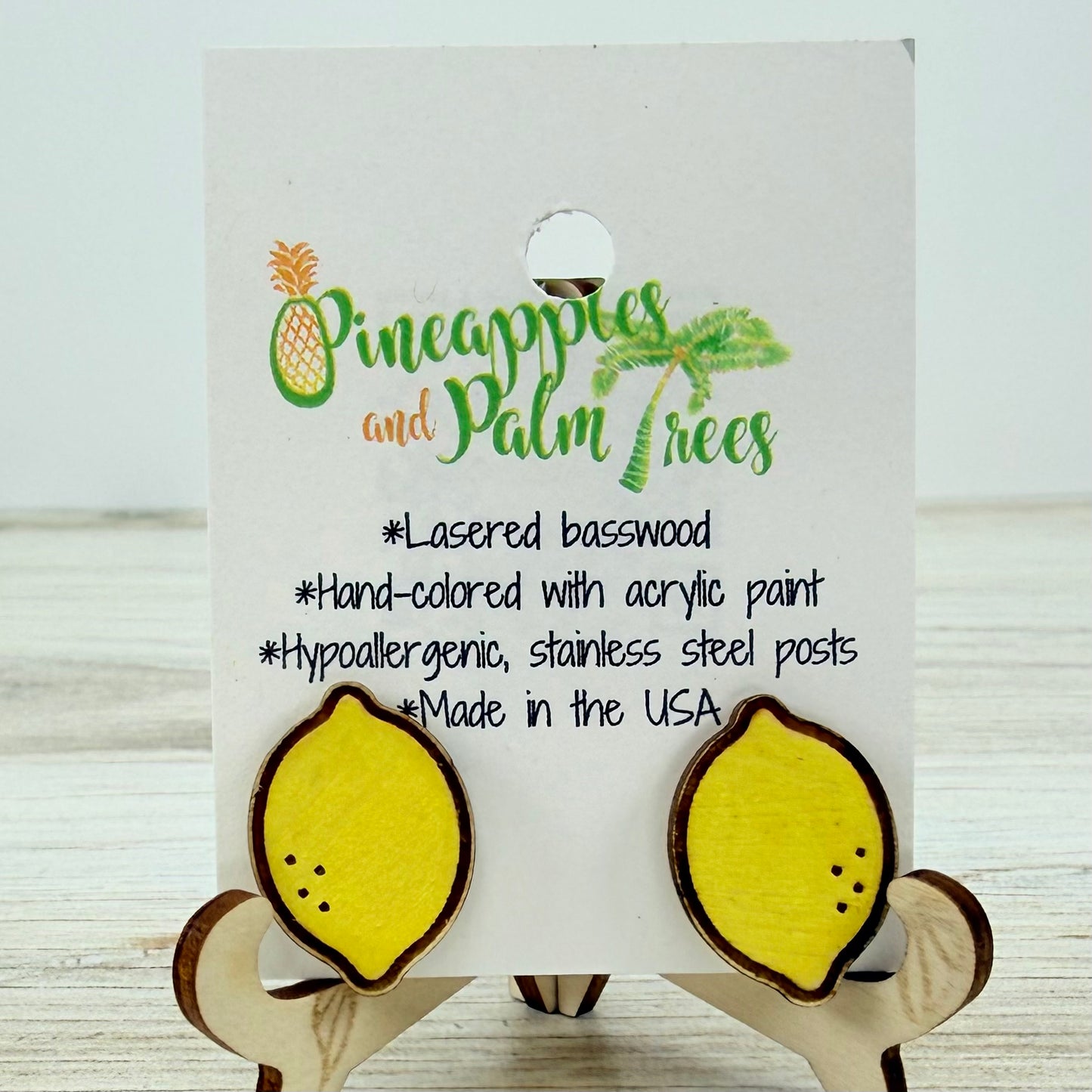 Lasered Earrings: Lemon Studs
