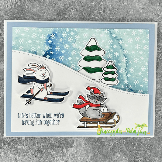 Greeting Card: Life's Better When We're Having Fun Together - bunny & raccoon