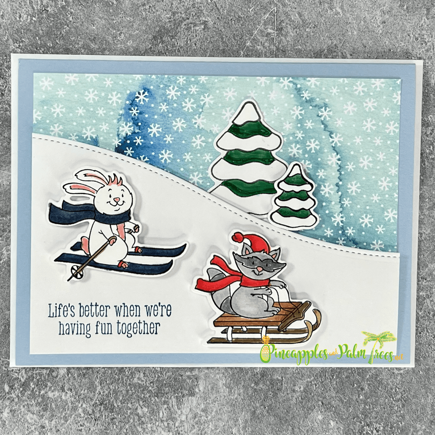 Greeting Card: Life's Better When We're Having Fun Together - bunny & raccoon