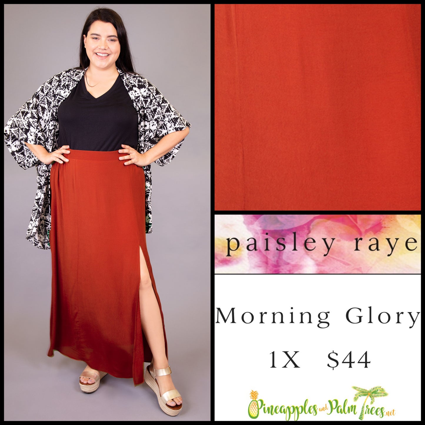 Skirt: Morning Glory 1X - orange