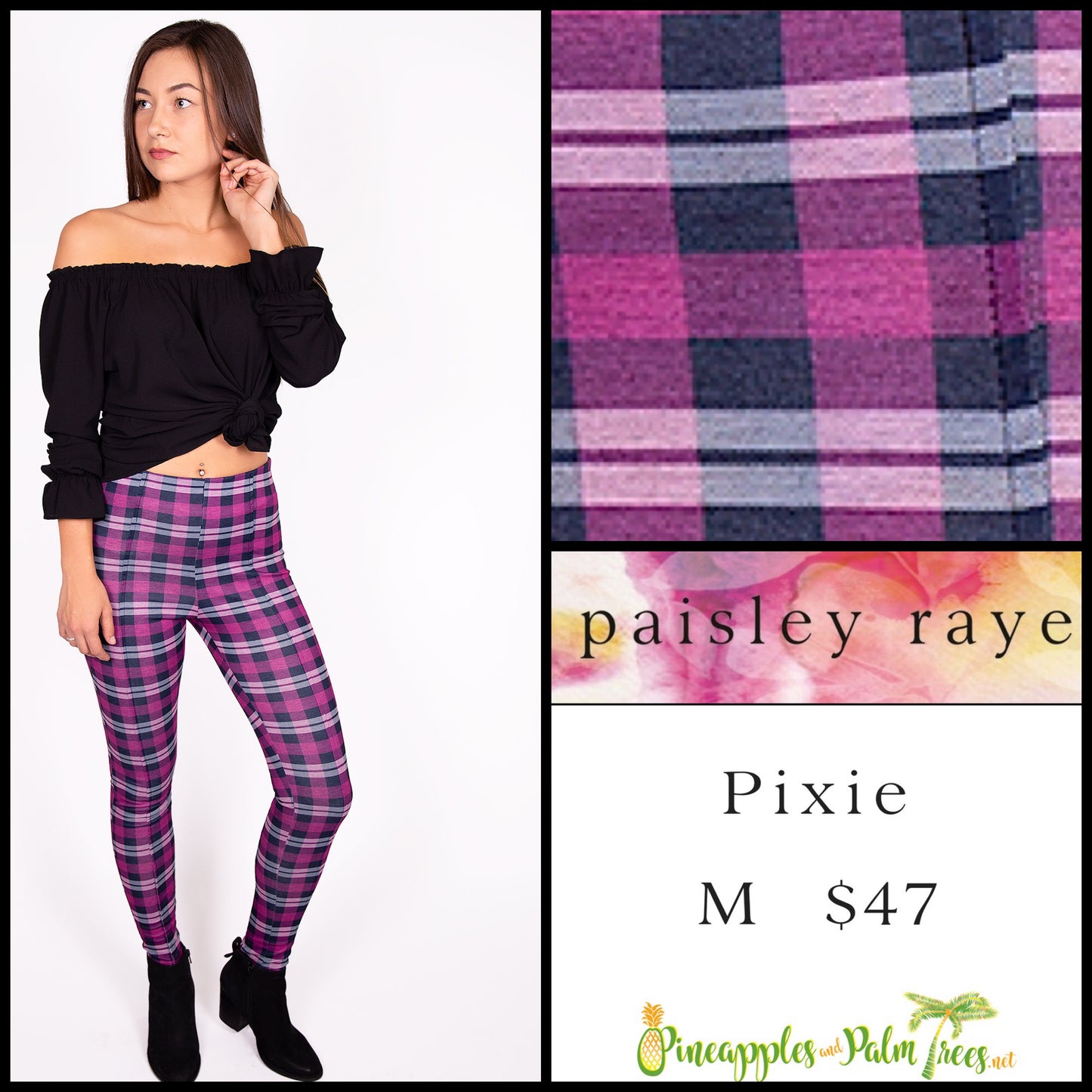 Pants: Pixie M - purple plaid