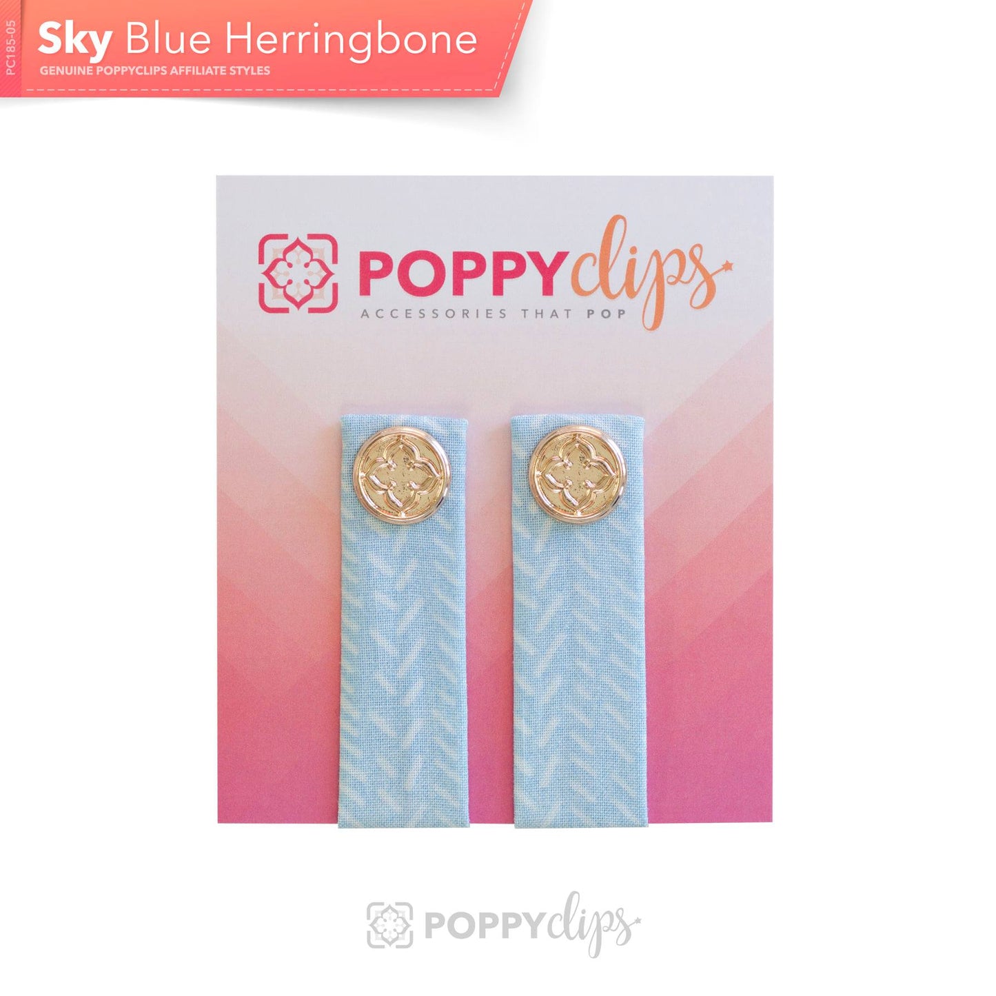 PoppyClips: Sky - blue herringbone