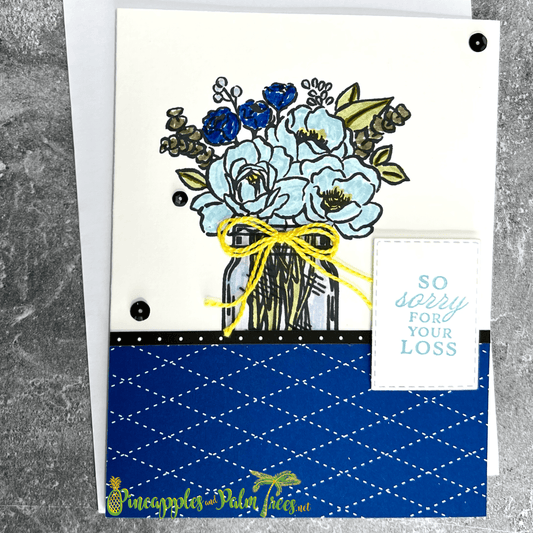 Greeting Card: So Sorry For Your Loss - blue floral