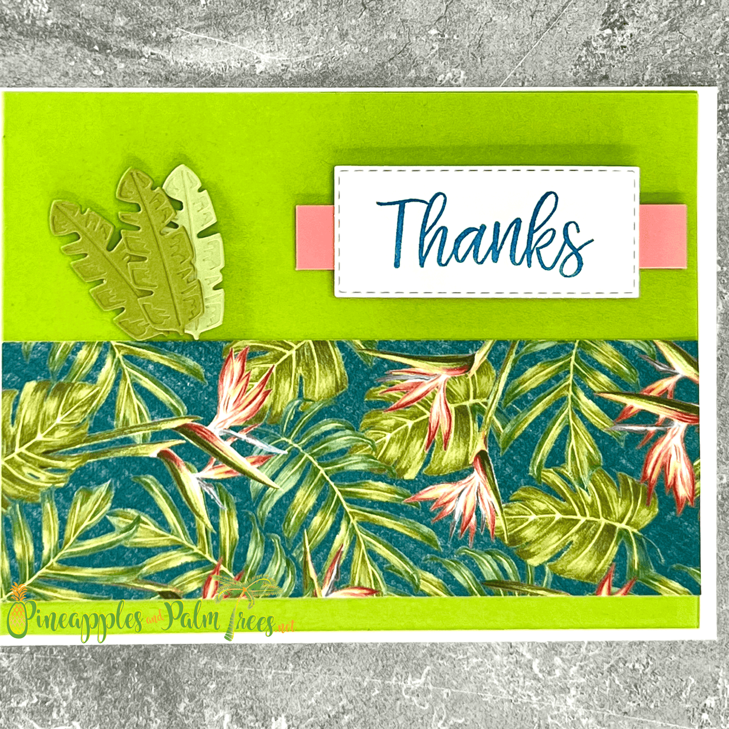 Greeting Card: thanks - tropical leaves