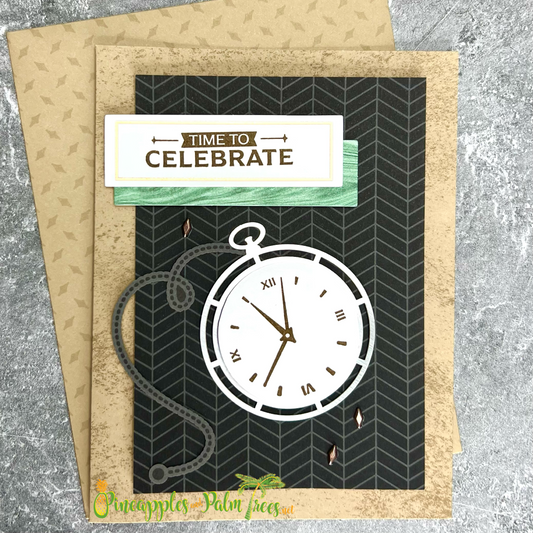 Greeting Card: Time to Celebrate - pocket watch
