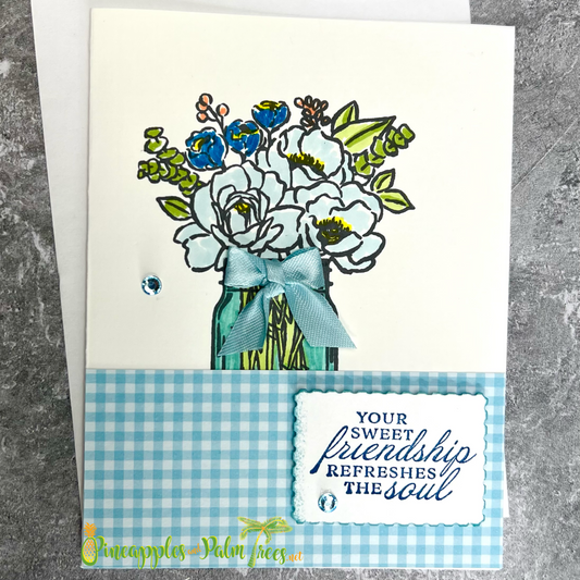 Greeting Card: Your Sweet Friendship Refreshes the Soul - blue bouquet