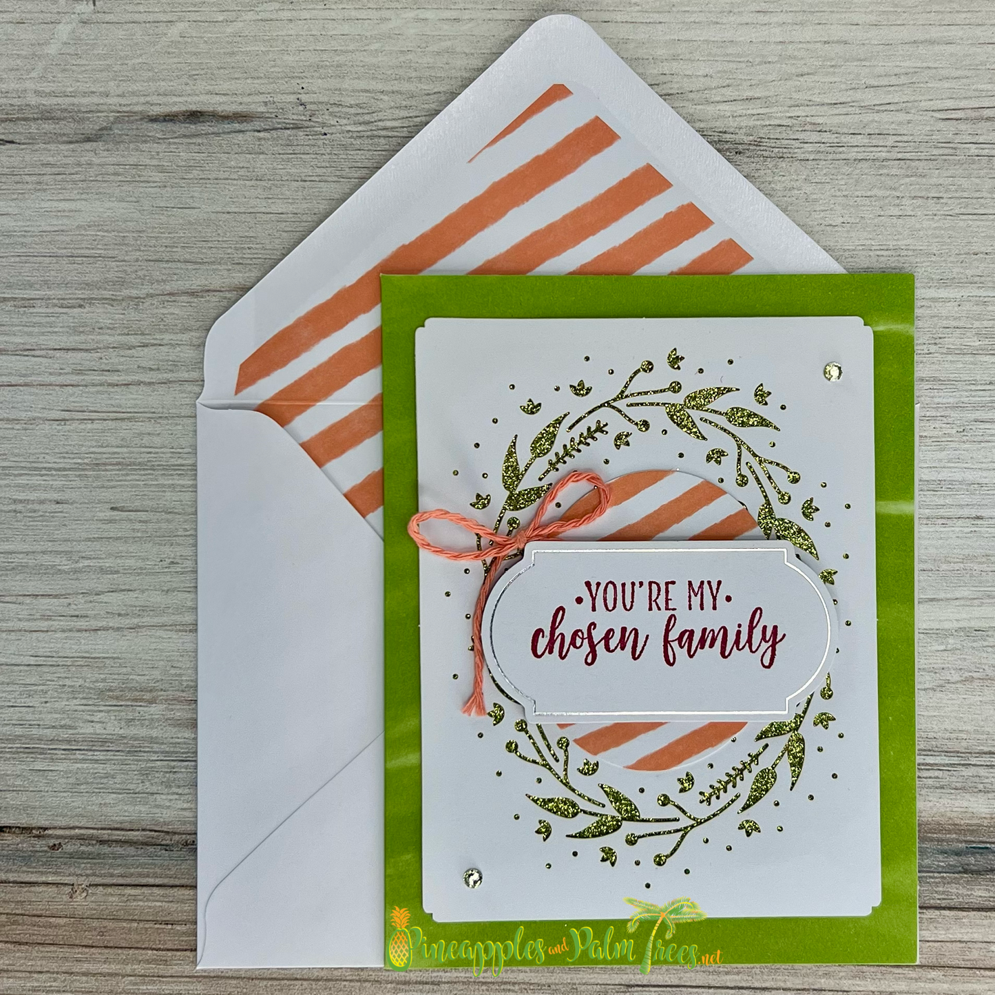 Greeting Card: You're My Chosen Family - peach & green