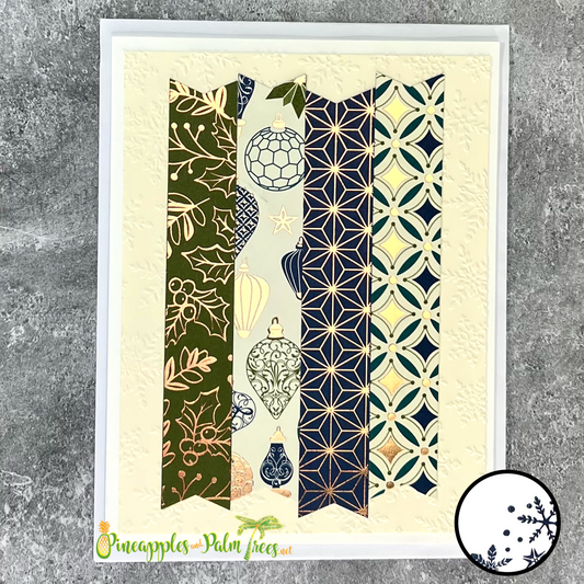 Greeting Card: {Christmas Patterns} - blue/green foil