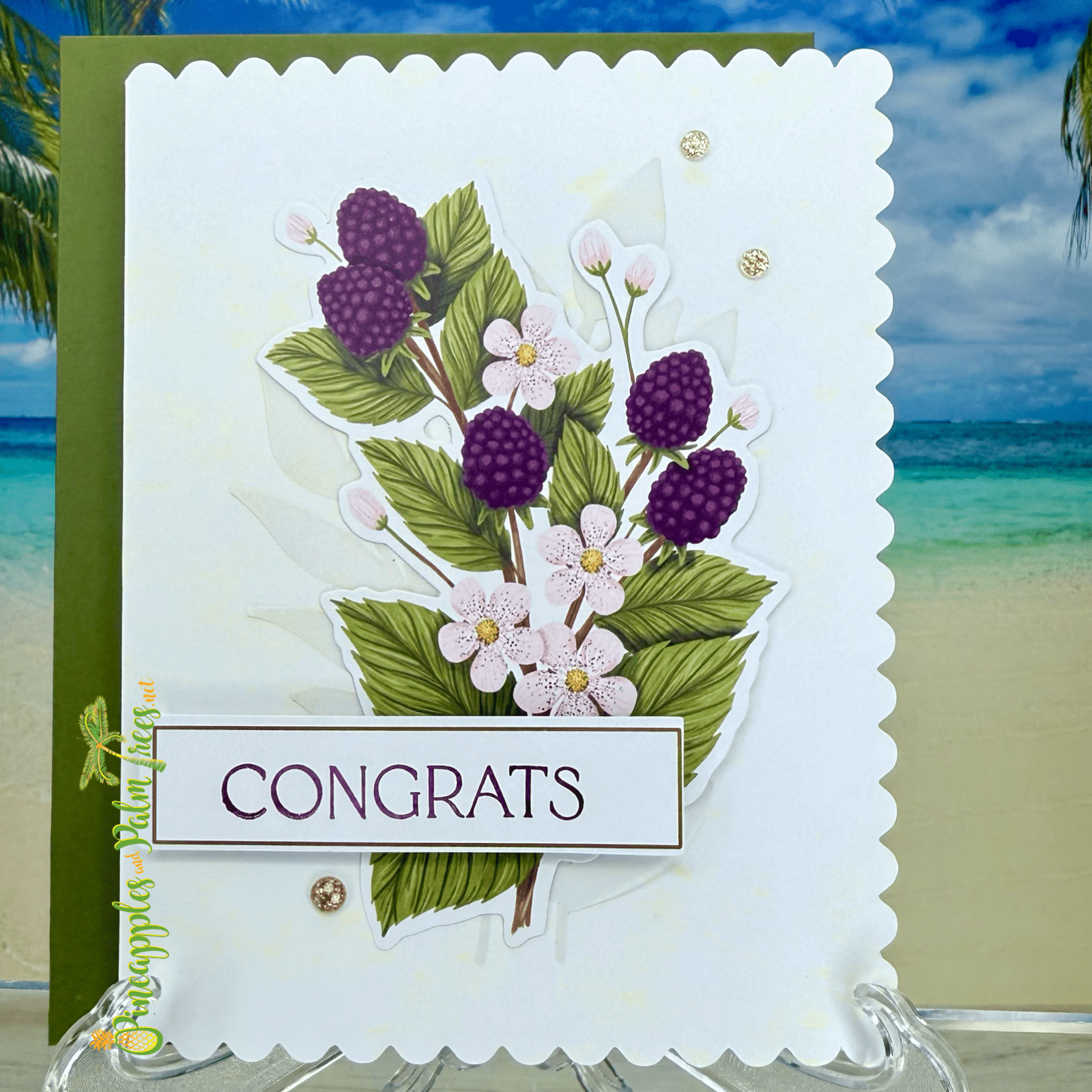 Congrats greeting card featuring illustrated blackberries and delicate floral artwork — perfect for celebrations, graduations, and special milestones.