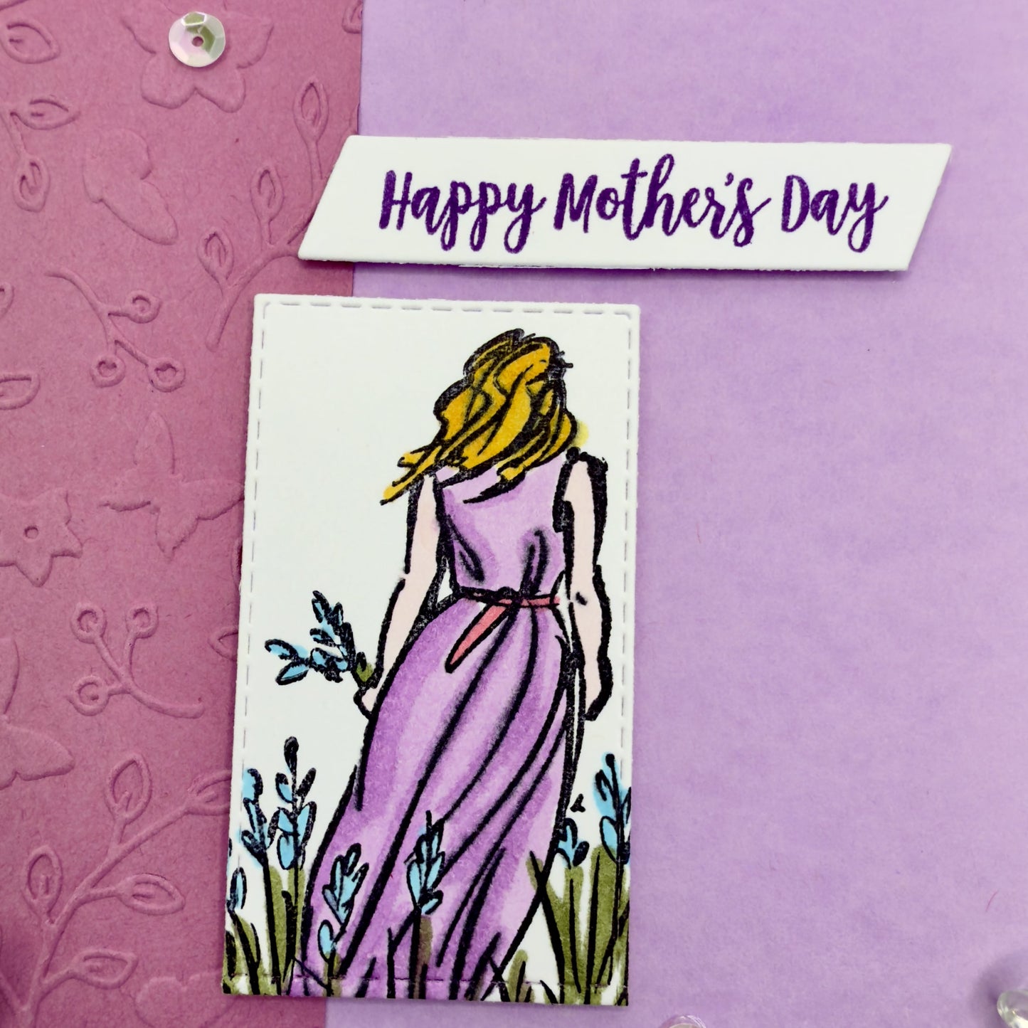 Soft pink greeting card with ‘Happy Mother’s Day’ in elegant script, shown with its matching envelope — a sweet and handcrafted card for Mom.
