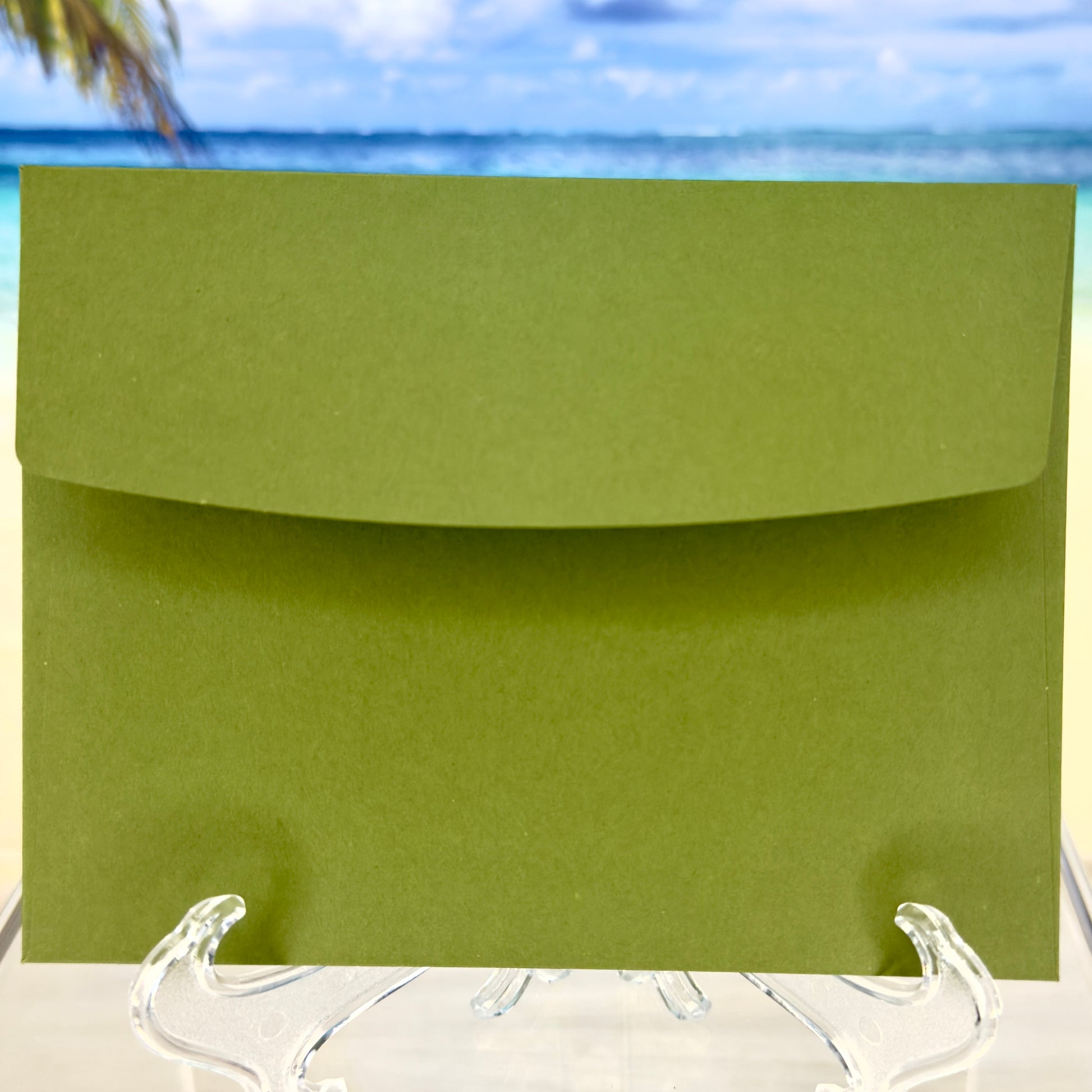 Envelope of the Get Well Soon greeting card with a green fern illustration from Pineapples and Palm Trees