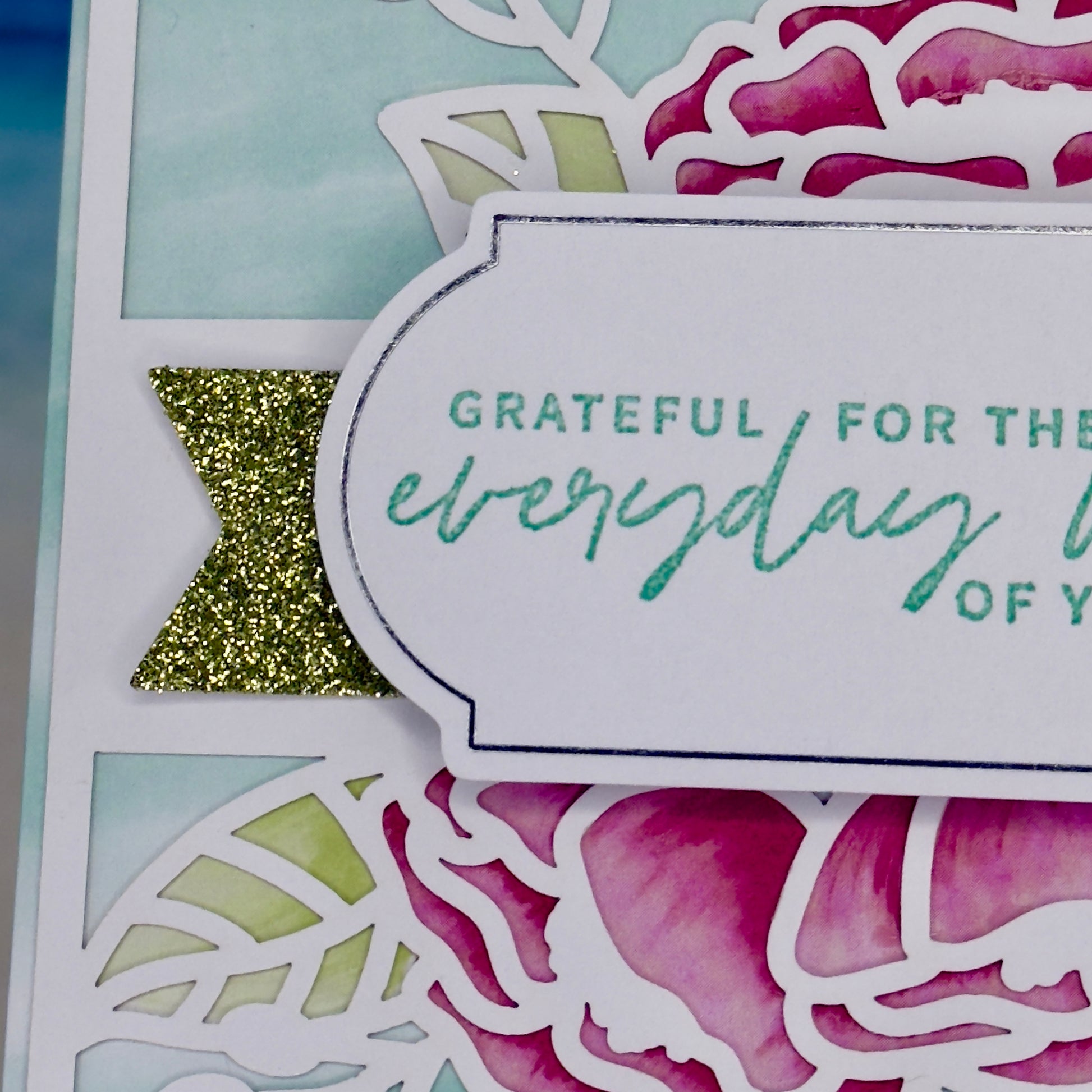 Greeting card with floral illustrations and the message “Grateful for the everyday magic of you” from Pineapples and Palm Trees