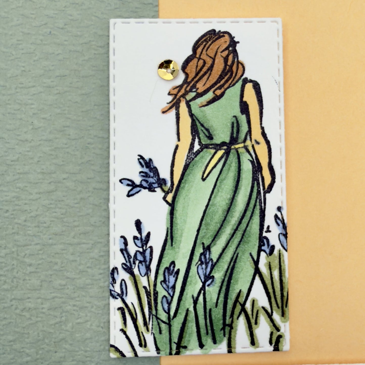 Soft peach greeting card with elegant lettering that says ‘Happy Mother’s Day,’ shown with its matching envelope — a heartfelt and handcrafted card for mom.

