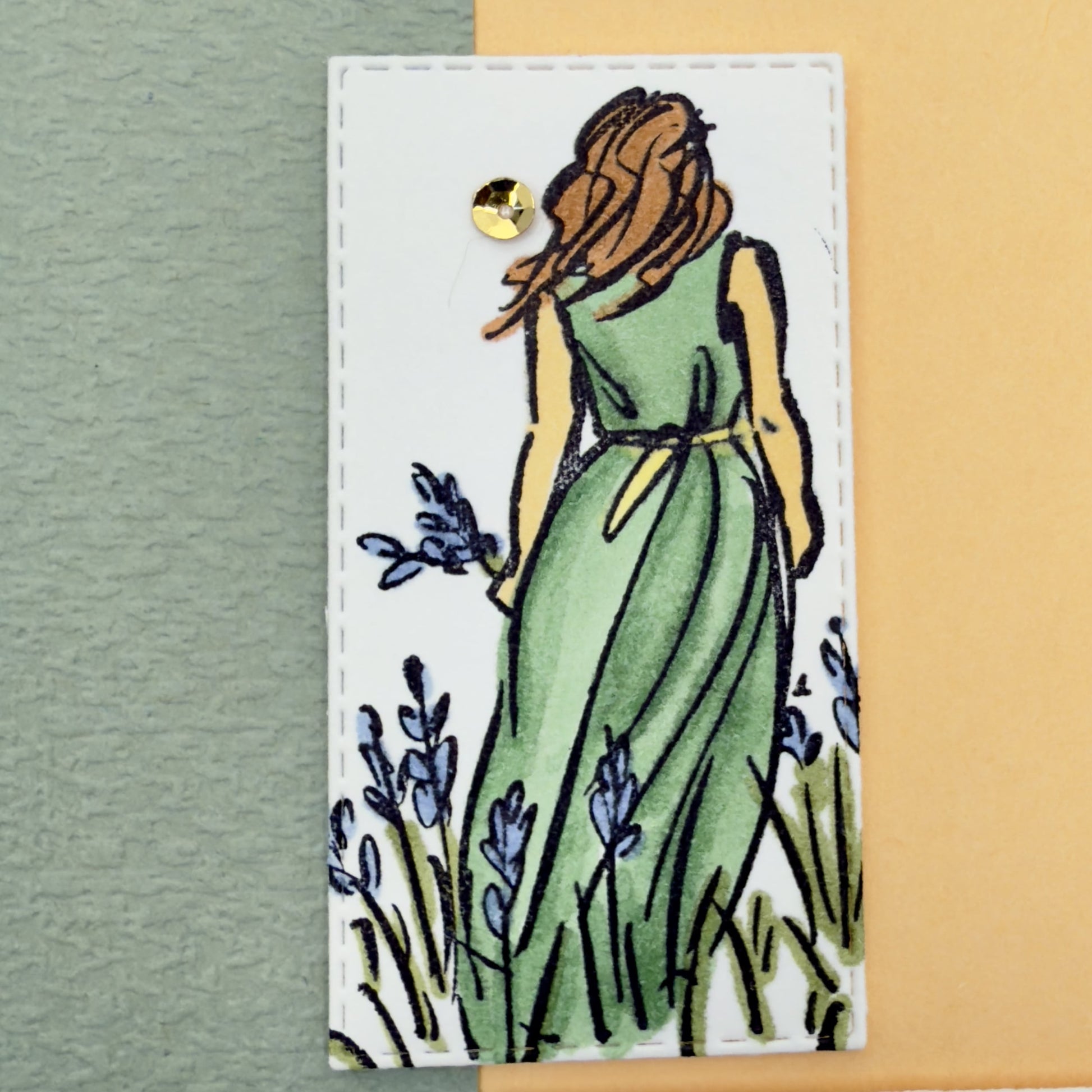 Soft peach greeting card with elegant lettering that says ‘Happy Mother’s Day,’ shown with its matching envelope — a heartfelt and handcrafted card for mom.

