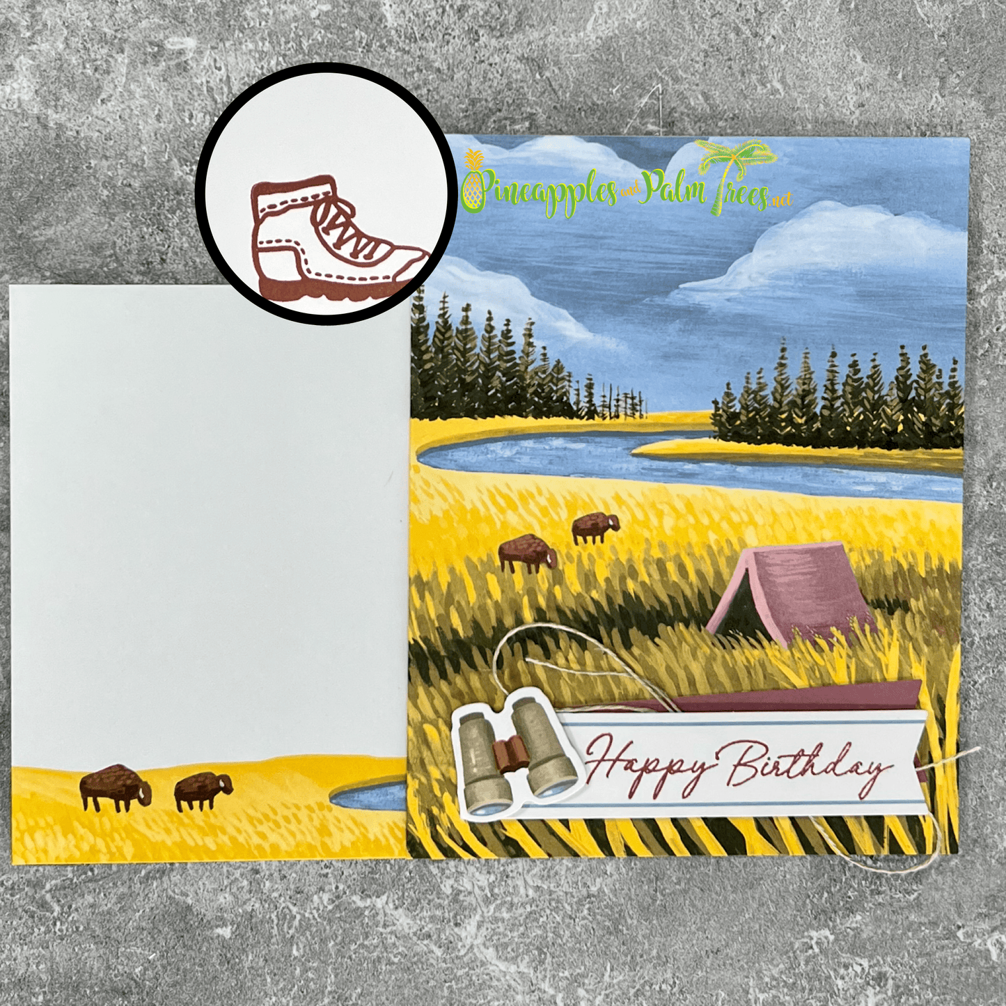 Happy Birthday greeting card featuring a buffalo illustration
